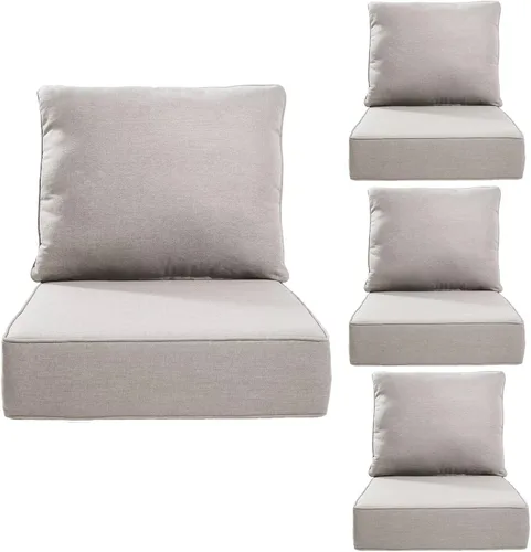 Miniatura 75 de Rilyson Cojines de patio para muebles de exterior, 22 x 24 pulgadas, respaldo alto y asiento profundo, cojín de exterior para sillas de patio, sofá