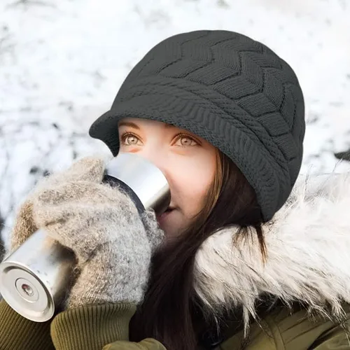 Miniatura 5 de Loritta Gorro de invierno para mujer, gorro de lana con visera
