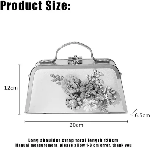 Miniatura 2 de WYKD - Bolso de mano de cuero para mujer, para boda, boda, boda, cadena de flores de perlas, bolsas de noche