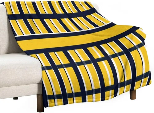 Miniatura 46 de Manta de rayas náuticas amarillas y azul marino, moderna, ultrasuave, manta de microfibra para sofá, cama para niños y adultos, 30 x 40 pulgadas