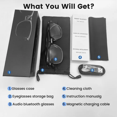 Miniatura 7 de Lentes inteligentes con Bluetooth, para hombres y mujeres, control táctil, protección UV al aire libre y control de voz, llamadas manos libres
