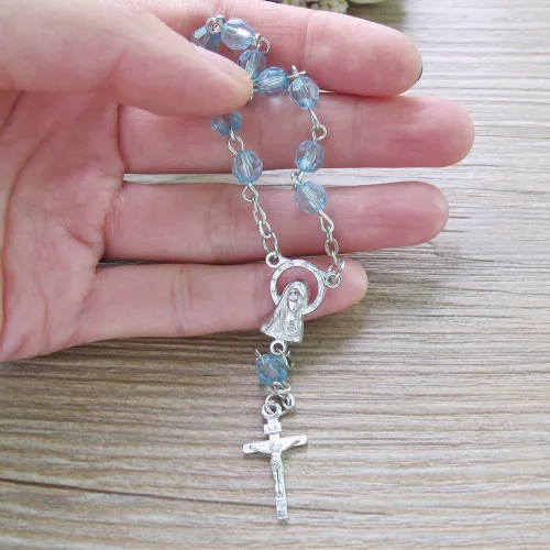 Miniatura 3 de Acrílico Mini Rosario Favor para Niño Azul (24 PCS) - Bautismo Comunión Recuerditos De Bautismo Bautizo, Decenarios
