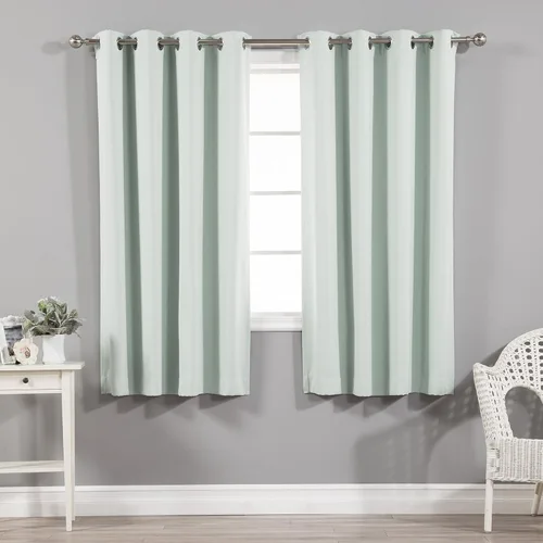 Miniatura 14 de Best Home Fashion Cortinas opacas con aislamiento térmico, ojales de acero inoxidable y níquel, color rosa bebé, 52 pulgadas de ancho x 63 pulgadas
