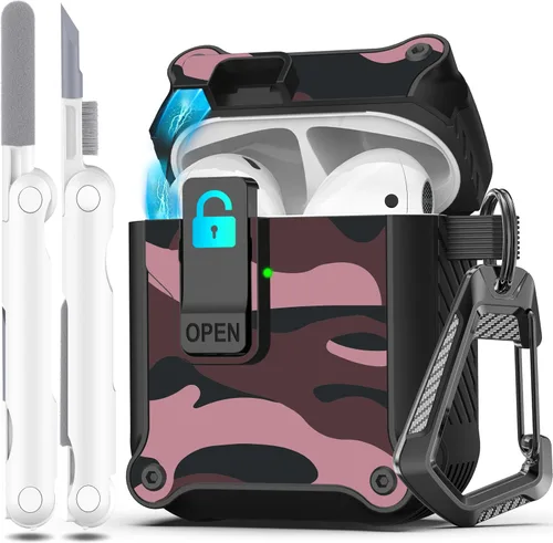 Miniatura 27 de R-fun - Funda para audífonos compatible con AirPods de 4.ª generación 2024, cubierta protectora de expulsión automática a prueba de caídas, puerto