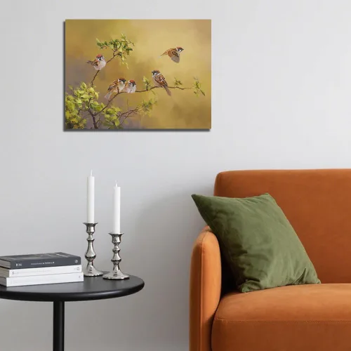 Miniatura 4 de Sparrow Pictures Decoración de Pared Arte de Pared de Pájaros de Granja Cuadros de Pájaros Amarillos Pintura Tradicional China Impresión en Lienzo