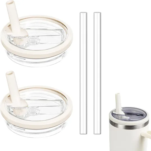 Paquete de 2 vasos de repuesto de 30 onzas con tapa abatible con popote para Stanley Quencher, tapa a prueba de fugas para vaso Stanley-H2.0