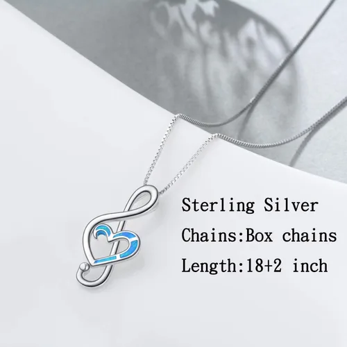 Miniatura 2 de WINNICACA Collares de plata de ley con notas musicales de ópalo creado, joyería de gimnasia para mujeres, adolescentes, niñas, amantes del baile