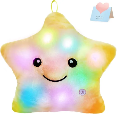 Miniatura 15 de Wewill Creative Luz LED nocturna brillante Almohada de felpa con forma de estrella Juguetes de falta, azul Azul (Variante 2)