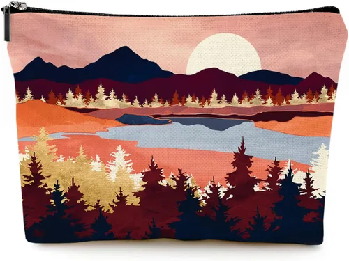 Miniatura 17 de Pequeña bolsa de maquillaje para monedero, bonita lona impermeable, bolsas de cosméticos para mujeres, con cremallera, bolsa de aseo de viaje