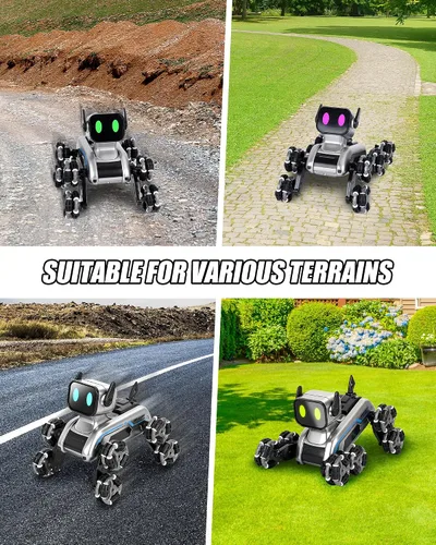 Miniatura 7 de HuiJuKeJi Robot interactivo para perros de acrobacias a control remoto, detección de gestos y autos de control remoto de 2.4 GHz, ruedas mecánicas