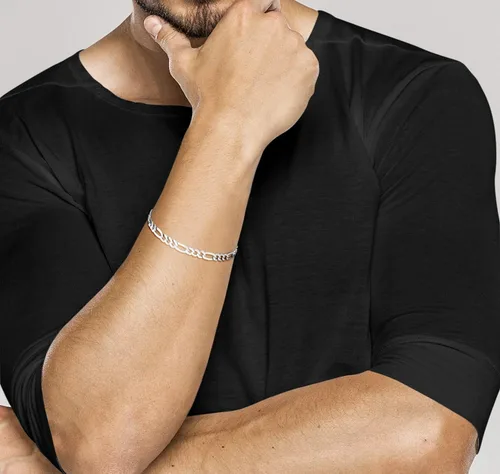 Miniatura 3 de MiaBella Solid 925 Sterling Silver Italian 5mm Diamond-Cut Figaro Chain Bracelet for Women Men Made in Italy