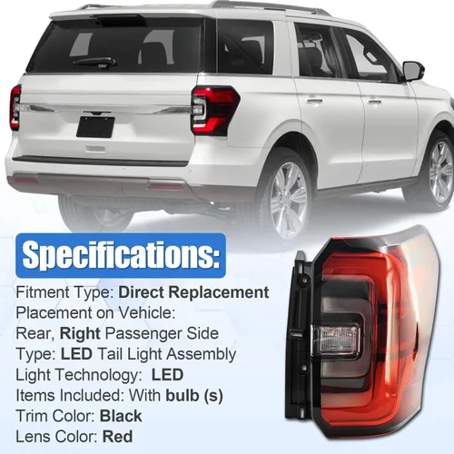 Miniatura 5 de Luz trasera LED roja compatible con Ford Expedition 2022 2023 2024 2025 lado derecho del pasajero reemplazo NL1Z13404-F NL1Z-13404-B