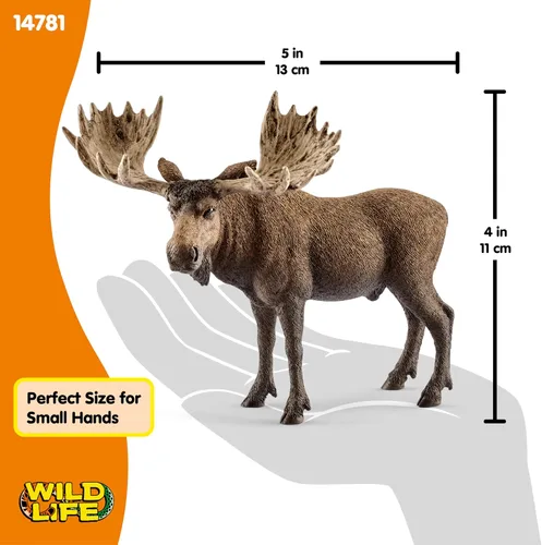 Miniatura 5 de Schleich Wild Life - Figura de alce de toro – Figura de juguete de animales salvajes, duradera para educación y juego imaginativo para niños