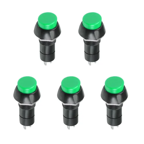 Miniatura 6 de Interruptor de botón SPST 1 sin botón redondo momentáneo, [para proyecto de bricolaje ligero] - 0.472 in / azul / 5 piezas