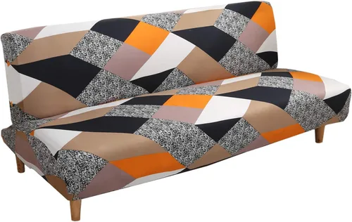 Miniatura 9 de Cornasee Funda Elástica a Rayas para Sofá Cama Funda de Futón, Fundas Completas para Sofá Plegable sin Brazos Protector de Muebles, Lavable a