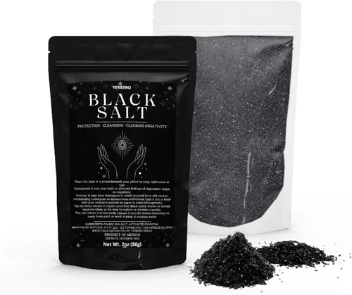 Yerbero - Sal negra para protección 2oz (56g) - Sal Negra - Suministros esenciales de Wiccan y brujería para rituales, hechizos y purificación - Sal