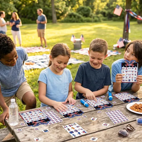 Miniatura 4 de Joy Bang 250 Anniversary USA Bingo Card Games for Kids Adults, Celebrate America 250 Years Game 250th Anniversary USA Merchandise 4th of July Bingo