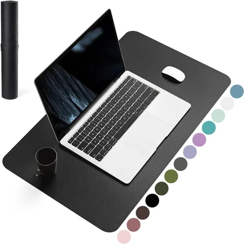 Miniatura 44 de YSAGi Almohadilla de escritorio de piel antideslizante, tapete impermeable para teclado de computadora portátil, protector de mesa y alfombrilla