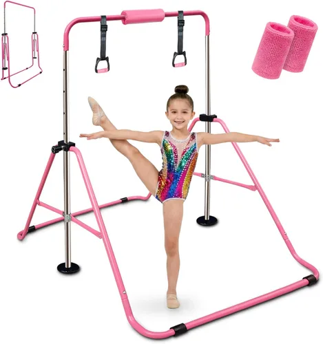 Miniatura 11 de Triclicks Barra de gimnasia plegable para niños, altura ajustable, barra de entrenamiento junior, barra de entrenamiento horizontal expandible