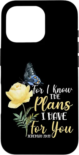 Miniatura 20 de iPhone 16 Christian Bible Verse Butterfly Rose Flower Jeremiah 29:11 Case
