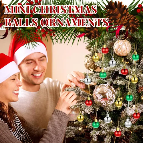 Miniatura 5 de Poen 200 Piezas Mini Adornos de Bolas de Navidad de 0.79 Pulgadas Bolas de Árbol de Navidad Adornos Miniatura para Árbol Coloridos Colgante
