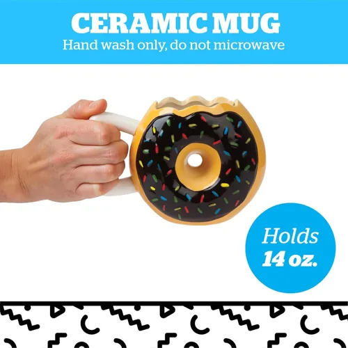 Miniatura 3 de BigMouth Inc Taza de Café con Chispitas de Dona, Divertida Taza Novedosa con Forma de Dona, Regalo Divertido para Amantes de los Postres, Cerámica