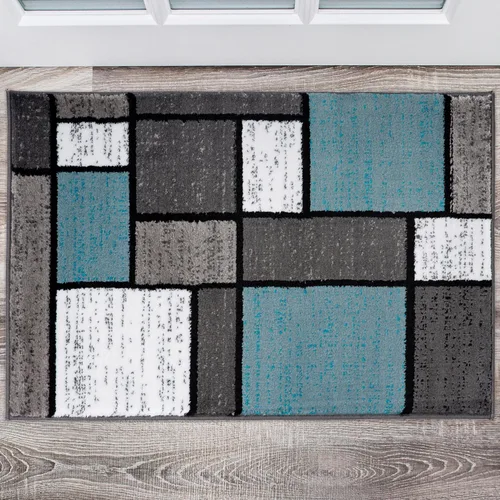 Miniatura 9 de Rugshop Tapete con diseño de cuadros, contemporáneo y moderno, fácil de limpiar, para oficina en casa, sala, dormitorio, cocina, no desprende pelos