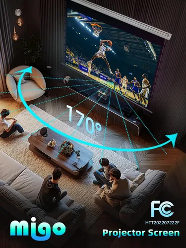 Miniatura 6 de Migo 120 pulgadas pantalla de proyección de bajada manual, Super Ganancia 3.0 blanca suave 16:9 4K Ultra HD, pantalla de proyección montada