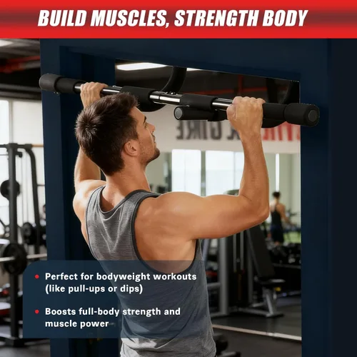 Miniatura 6 de Barra de dominadas para puerta, barra de dominadas portátil para entrenamiento de fuerza, barra de entrenamiento de fitness corporal con acero