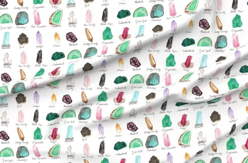Miniatura 4 de Spoonflower Tela: cristales de piedra mineral de acuarela, piedras preciosas de la edad impresas en tela de gasa, cuarto de gordo, costura de moda