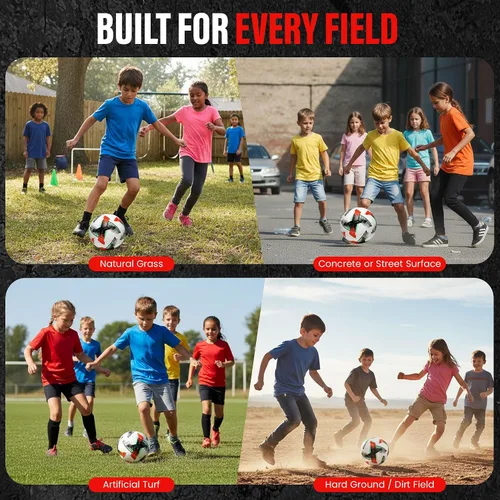 Miniatura 5 de Balón de fútbol profesional tamaño 4 y 5 – Pelota de entrenamiento y partido sin costuras para jóvenes, niños y adultos, piel sintética impermeable