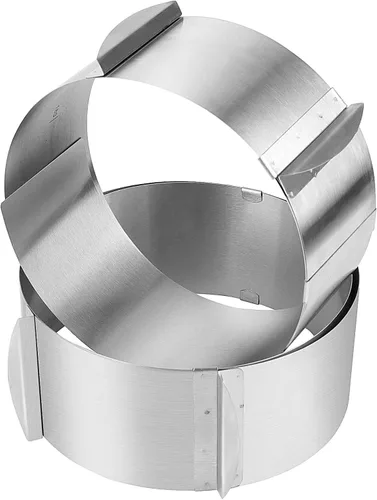 Miniatura 3 de Juego de 2 anillos de acero inoxidable ajustables de 6 a 12 pulgadas, moldes redondos para tartas, moldes de mousse, moldes circulares