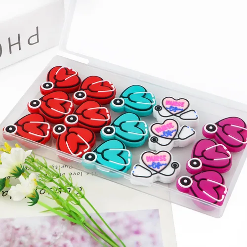 Miniatura 3 de Sunrony 15 cuentas focales de silicona para hacer llaveros, cuentas de silicona focales de estetoscopio para bolígrafos, pulseras, collares