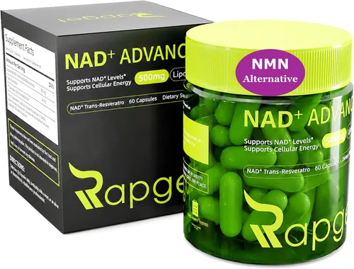 RAPGET Suplemento liposomal NAD + Resveratrol - Suplemento NMN alternativo de alta pureza NAD + Suplemento para energía - Apoyo a la salud celular -