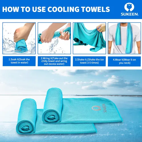Miniatura 3 de Sukeen Toalla de enfriamiento para cuello y cara (40 x 12 pulgadas), toallas de refrigeración de microfibra a granel para atletas, envolturas