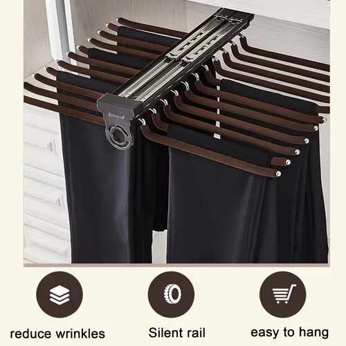 Miniatura 3 de Barra de armario extraíble, Rodamiento de 83.8 lbs retráctil Valet Rod, Carril de ropa extraíble de aleación de aluminio, Carril deslizante