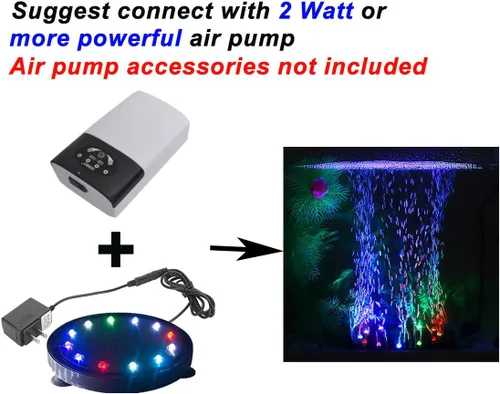 Miniatura 3 de 5 pulgadas 12 LED acuario burbuja luz aire piedra, tanque de peces LED burbuja bomba de aire sumergible bomba de aire lámpara de piedra burbuja
