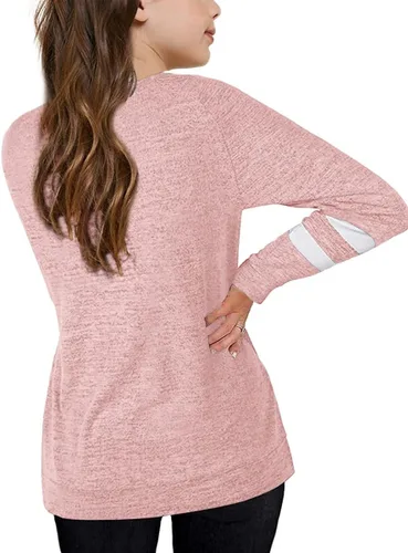 Miniatura 2 de Apbondy Camisetas casuales de manga larga con cuello redondo y rayas sueltas para niñas