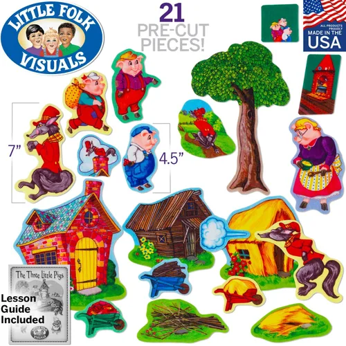 Miniatura 2 de Little Folk Visuals Three Pigs Basic - Juego de 20 piezas de fieltro precortadas
