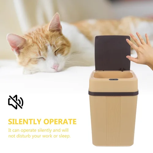 Miniatura 5 de Automatic Touchless Trash Can Smart Sensor Garbage Bin for Kitchen Office Bedroom Bathroom Practical Large Capacity Waste Container in Khaki