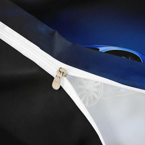 Miniatura 3 de Feelyou Juego de funda de edredón de coche deportivo, juego de ropa de cama azul de carreras para niños y niñas, funda de edredón de deportes