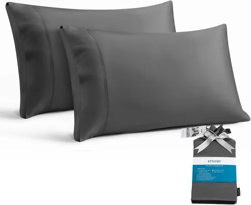 Miniatura 20 de Paquete de 2 fundas de almohada refrescantes de eucalipto Tencel tamaño King, color blanco nieve, absorben la humedad para sudores nocturnos, secado