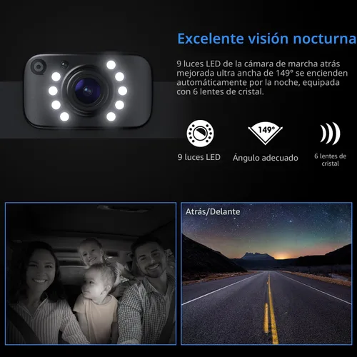 Miniatura 4 de Cámara de respaldo eRapta para camión, kit de monitor de 7'' HD 2K de visión frontal/trasera, IP69, impermeable, con visión nocturna, líneas