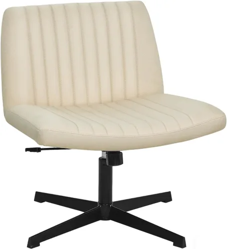 Miniatura 8 de Silla Criss Cross, Silla de Escritorio sin Brazos sin Ruedas, Silla de Oficina con Patas Cruzadas, Silla de Tocador Giratoria, Silla de Trabajo