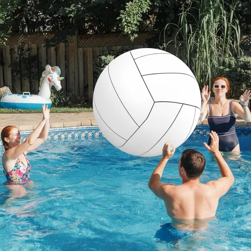 Miniatura 6 de Libima Pelotas inflables gigantes de voleibol de playa de 27 pulgadas, pelota deportiva inflable, voleibol blanco, juegos de piscina, juguetes