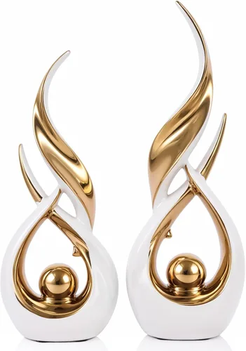 Miniatura 7 de 2 estatuas de cerámica de oro azul para decoración del hogar, esculturas modernas de arte abstracto, elegantes objetos decorativos de mesa