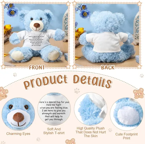 Miniatura 3 de Lenwen Un regalo de abrazo de oso para mujeres, pésame pronto, condolencias para mujeres, peluche de animal de peluche, abrazo pensando en ti, Azul