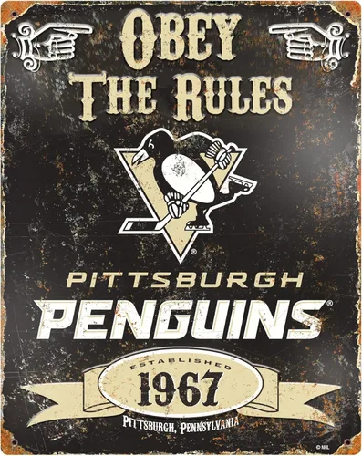Party Animal NHL Pittsburgh Penguins - Cartel de metal en relieve