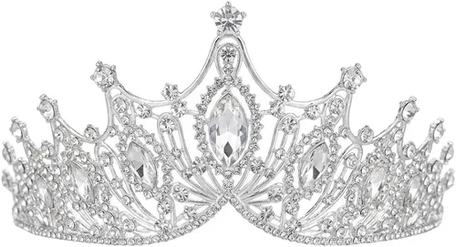 Miniatura 13 de Kamirola Corona de Reina Barroca, Corona Nupcial de Boda con Diamantes de Imitación y Tiaras Diadema de Cristal Para Cumpleaños Baile de Graduación