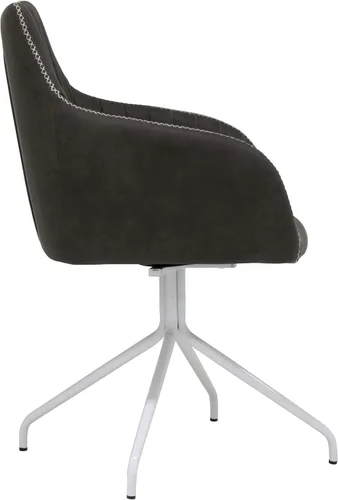 Miniatura 4 de Calico Designs Adelaide - Silla giratoria de oficina con respaldo medio, tapicería de gamuza sintética gris oscuro, patas de metal blanco, capacidad
